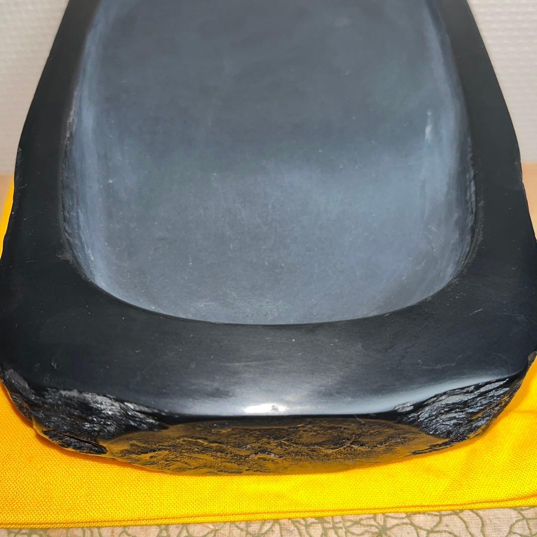 ⭕️雨端硯　文明堂製　鰍沢　甲州銘石　自然硯　1.8Kg 超　四六寸大　石紋綺麗