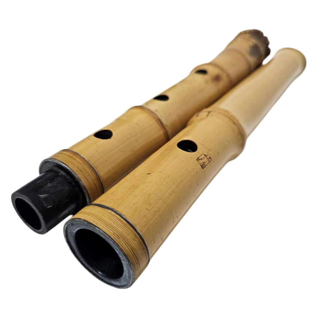 希少 尺八 琴古流 竹治 2尺1寸 5孔 銘あり 1印 根竹 二分割 和楽器 竹