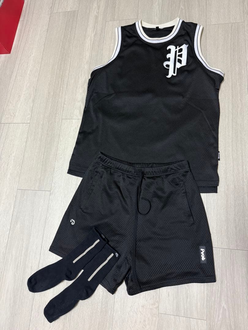 PVOT PRIVE メッシュタンクトップ・ショーツ・ソックスセット 上XL下M