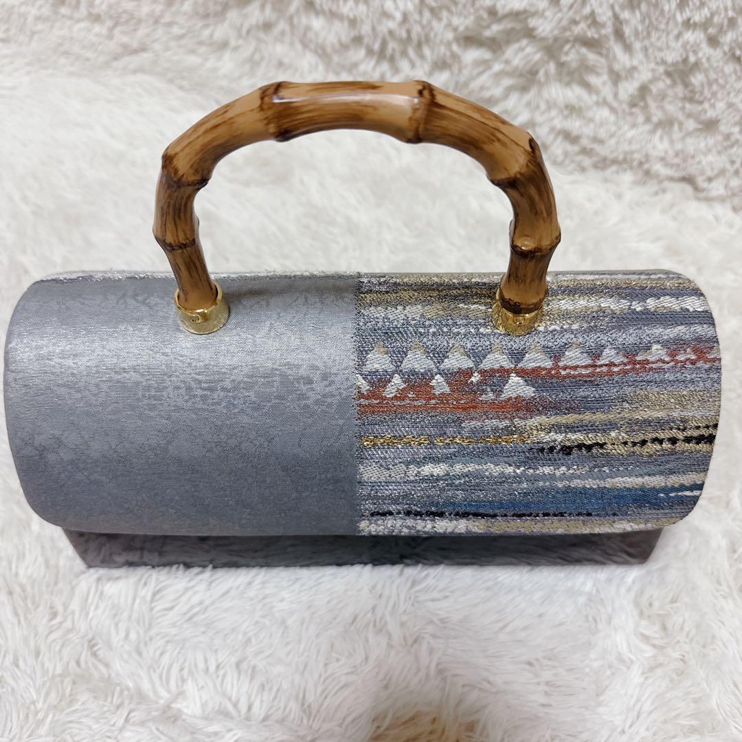 ✨美品✨利休バッグ 和装用バッグ グレーと黒エナメルのコンビ