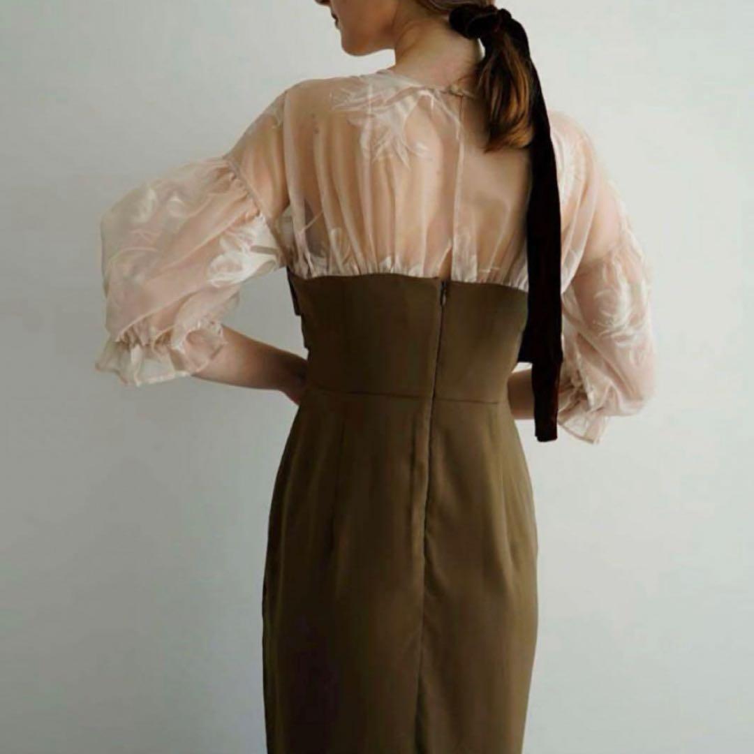 Acka sheer puff dress ブラウン　size2