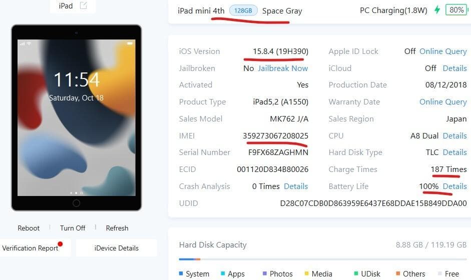 S40 美品 ipad mini 4#128GB#バッテリー100% A1550