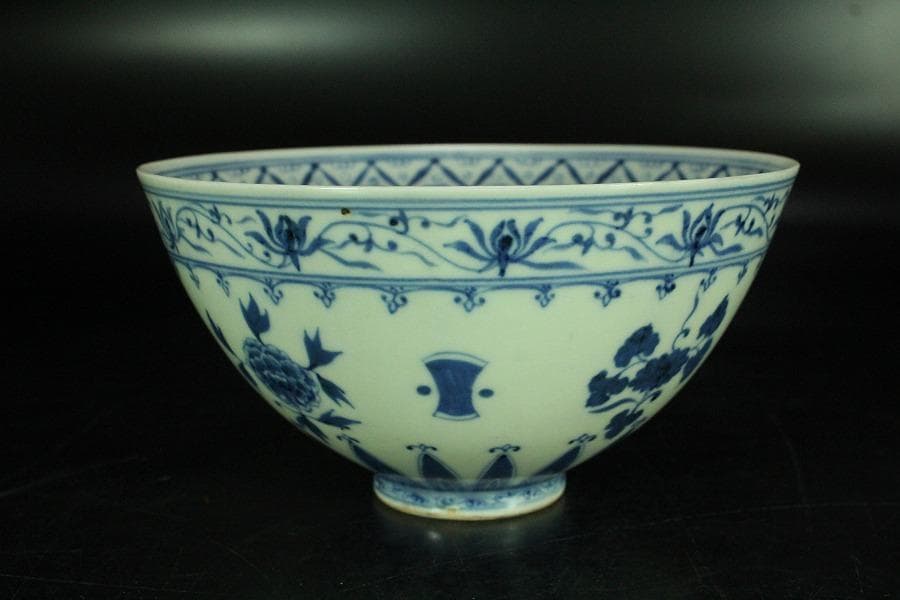 茶道具 唐物 染付茶碗 仕服 時代物(K-LC871)