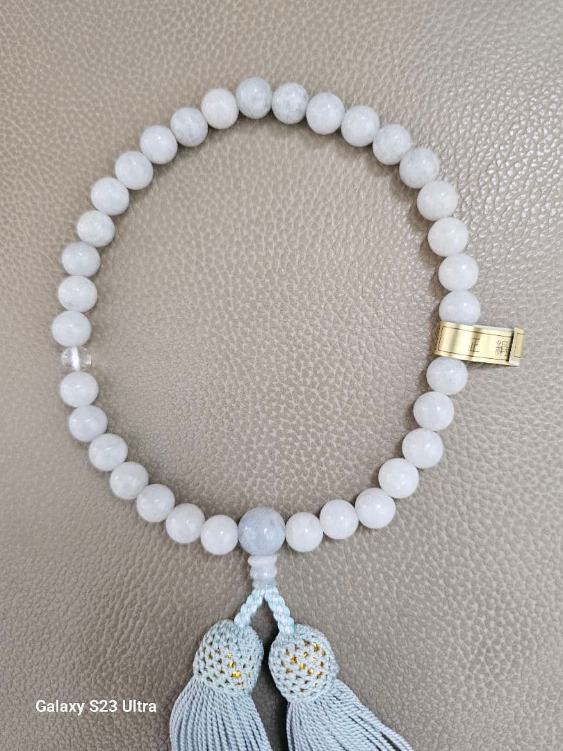 糸魚川青翡翠念珠　８mm３３珠　産地証明付き