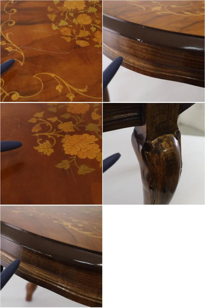 イタリア製クラシカル家具 ERCOLANO 象嵌装飾 猫足 サイドテーブル