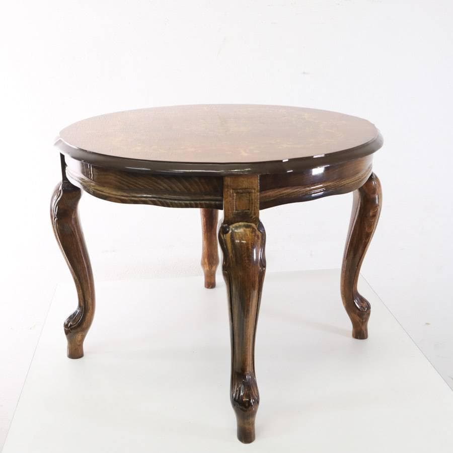 イタリア製クラシカル家具 ERCOLANO 象嵌装飾 猫足 サイドテーブル