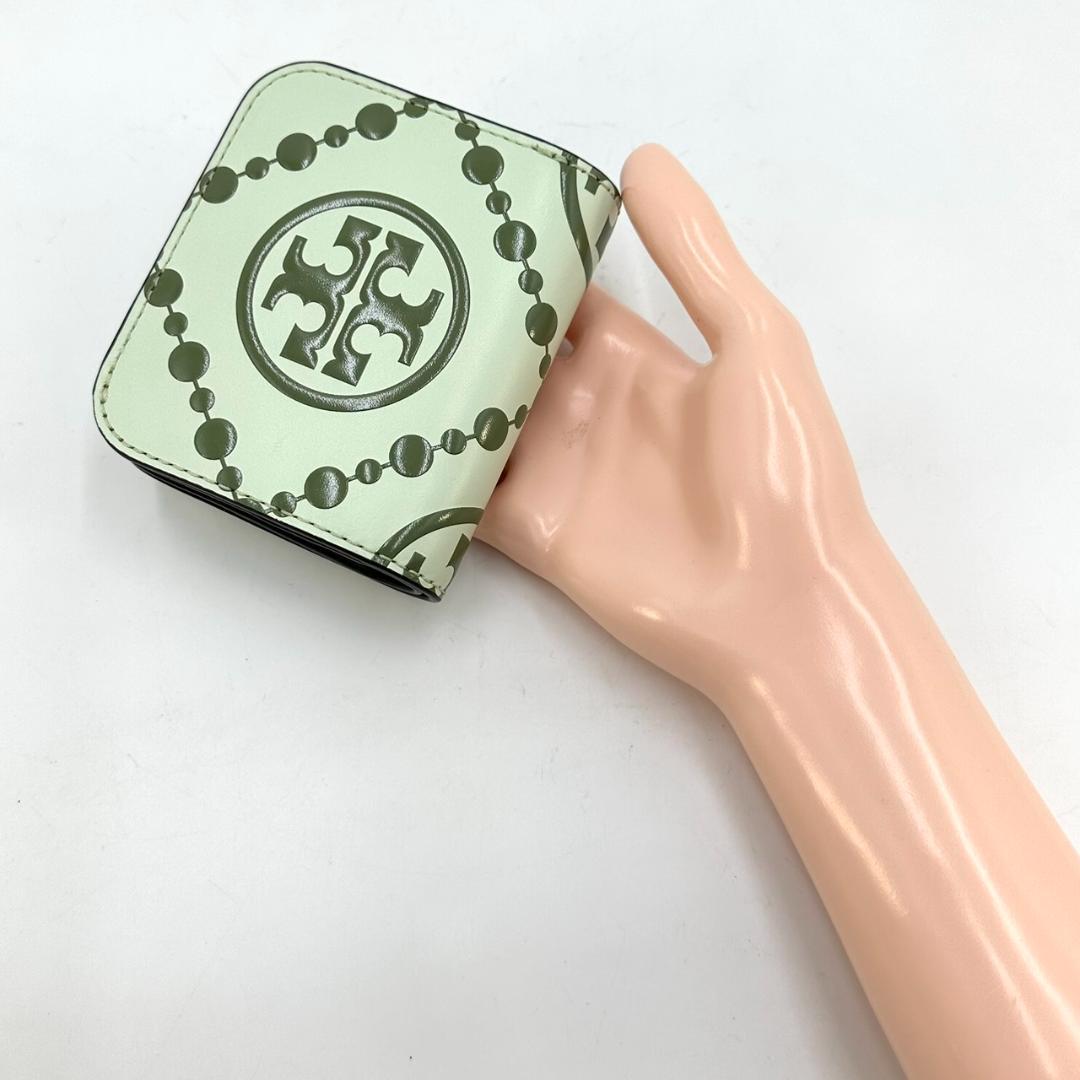 トリーバーチ Tモノグラム コントラスト エンボス ミニウォレット 二つ折り財布