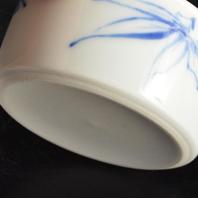 京焼　三浦篤造　青華磁　坂田習軒画　花文　蓋灰皿　共箱　V　6448