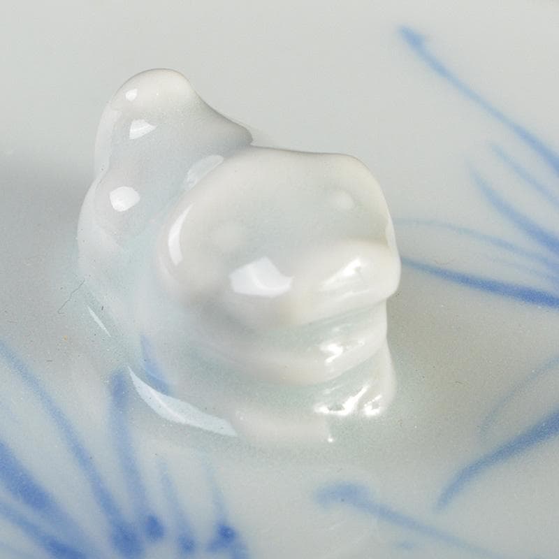 京焼　三浦篤造　青華磁　坂田習軒画　花文　蓋灰皿　共箱　V　6448