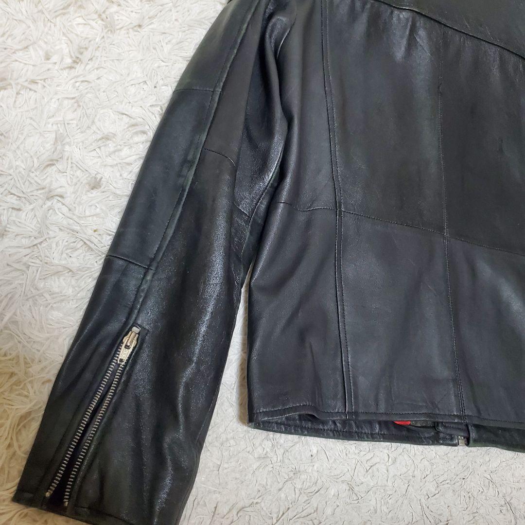 XL ROSHELL ラムレザー ライダース キルティング ブラック