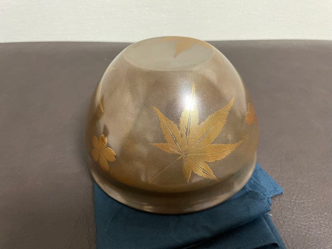 前端雅峯　雲錦蒔絵銀溜建水　蒔絵　建水　茶道具