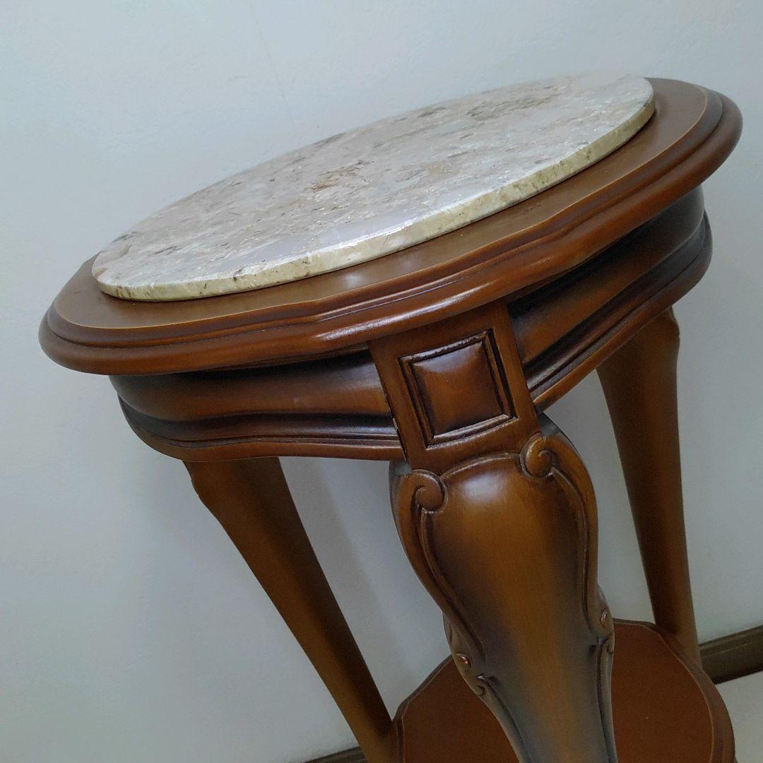 希少 美品 大理石調 サイドテーブル コンソールテーブル 花台 猫脚 送料無料