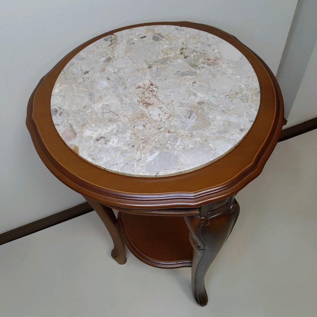 希少 美品 大理石調 サイドテーブル コンソールテーブル 花台 猫脚 送料無料