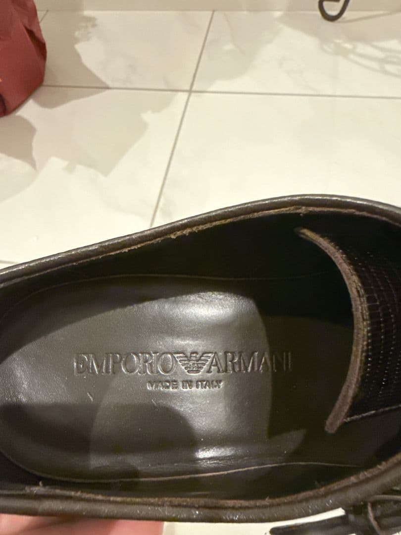 EMPORIO ARMANI リザードレザーモンクストラップ 革靴 イタリア製