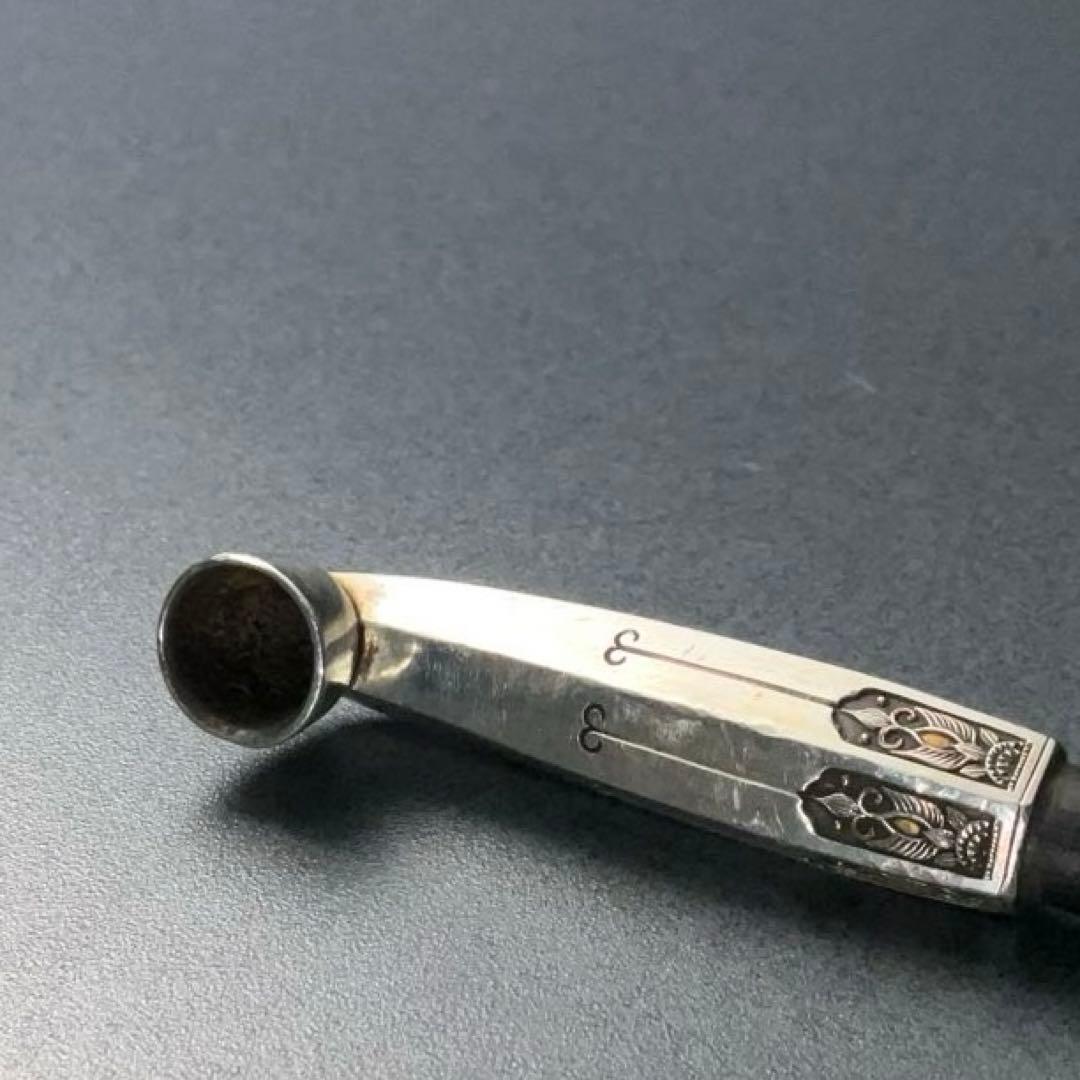 銀製煙管　唐花　瓔珞　キセル　アンティーク　骨董　6R1257お2