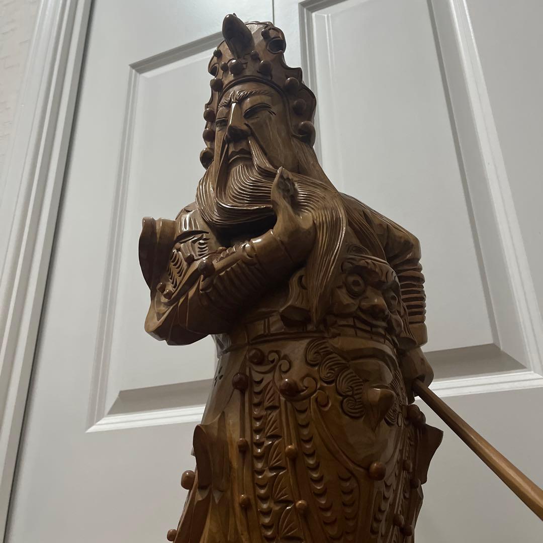 【希少品】三国志　猛将『関羽』　木彫　オブジェ　置物　像