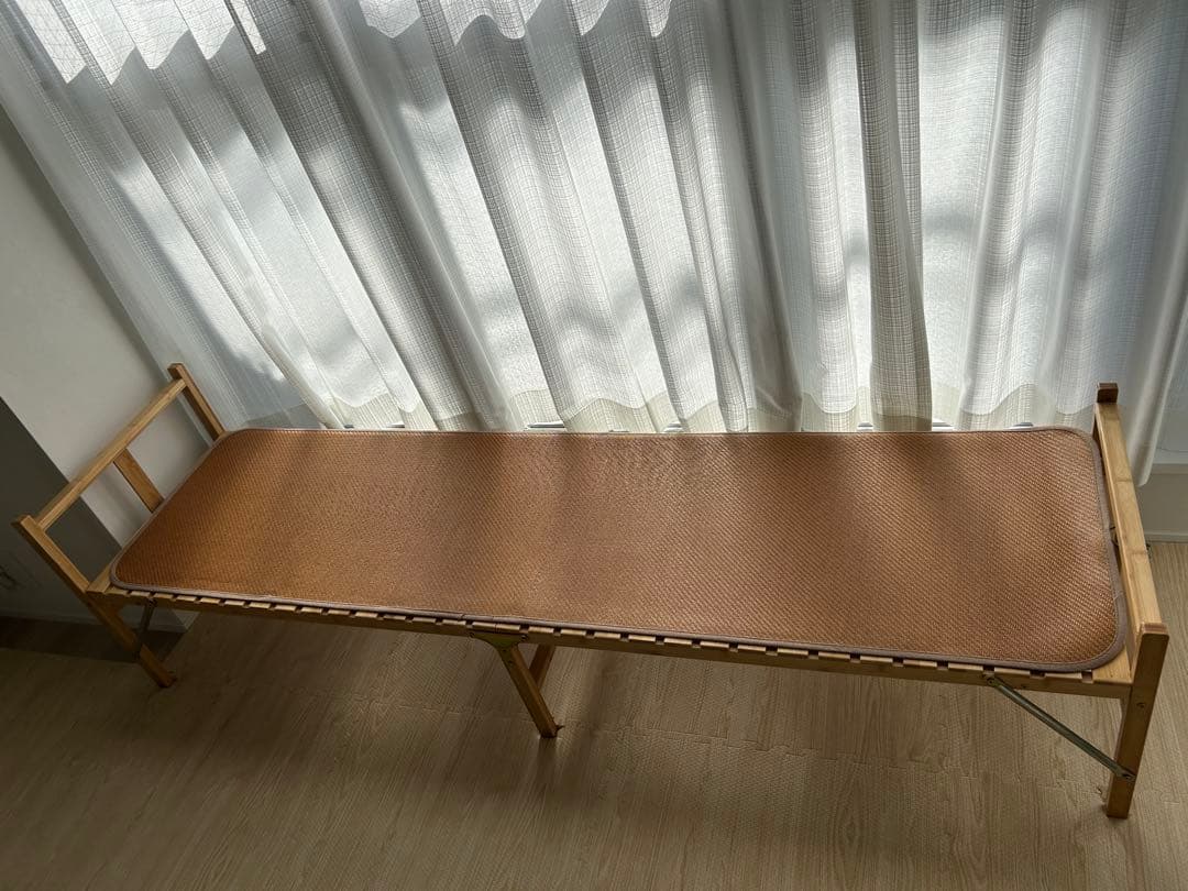 【送料込み】竹製折りたたみベッド | ロングクッション付き | 196×52