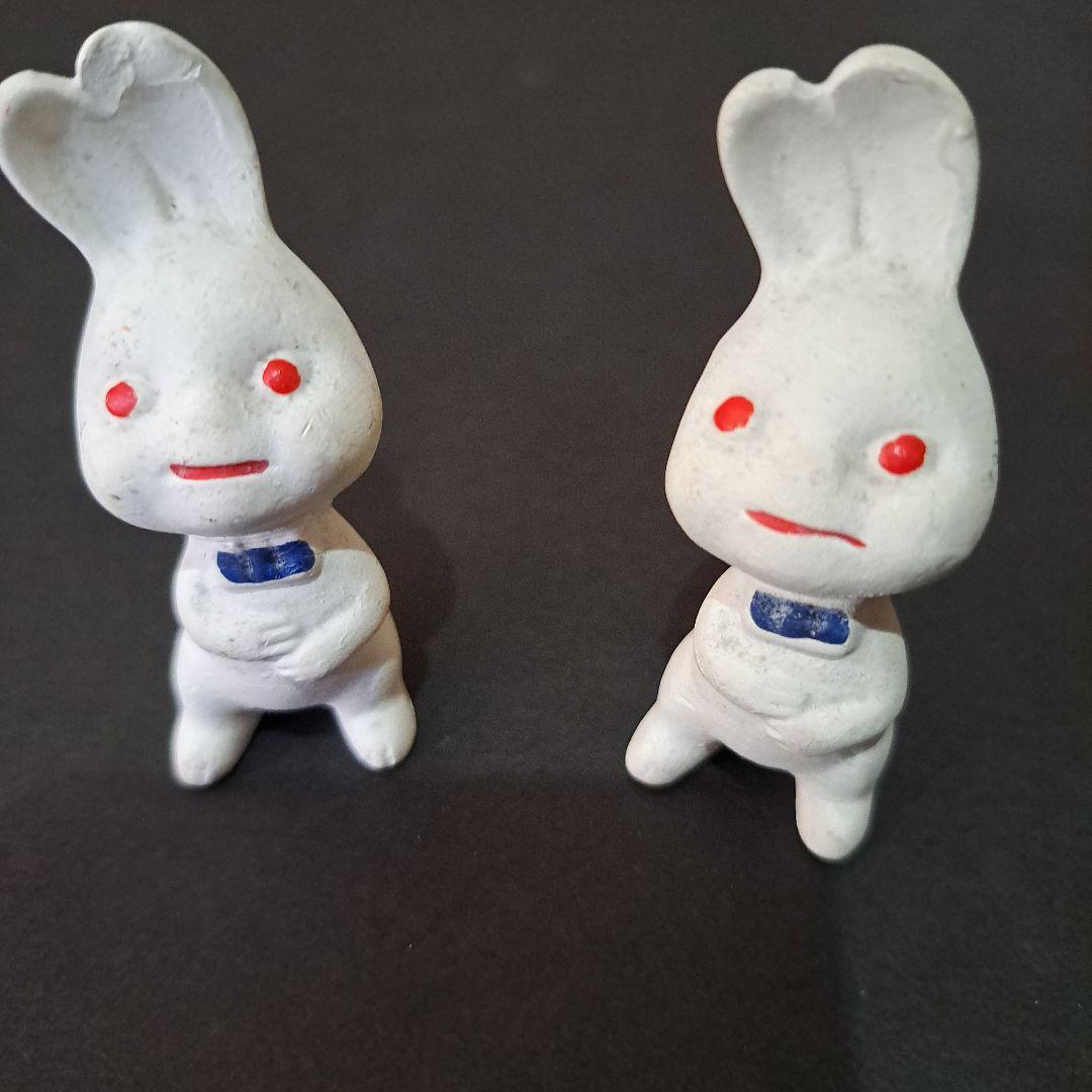 初期ピョンちゃん 　超希少　素焼 白ピョンちゃん　1950…60年二体　エスエス
