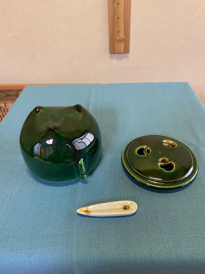 【本日限定】茶道具/三ツ具足 青楽 利休忌 松楽窯