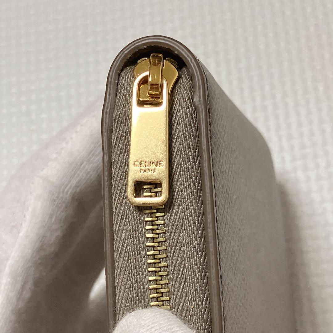 未使用　CELINE セリーヌ　レザーミニ財布　グレージュ　ミニウォレット