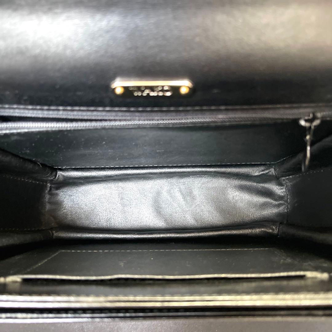 【良品】WAKO 銀座和光 カーフレザー ブラック ゴールド金具 ハンドバッグ