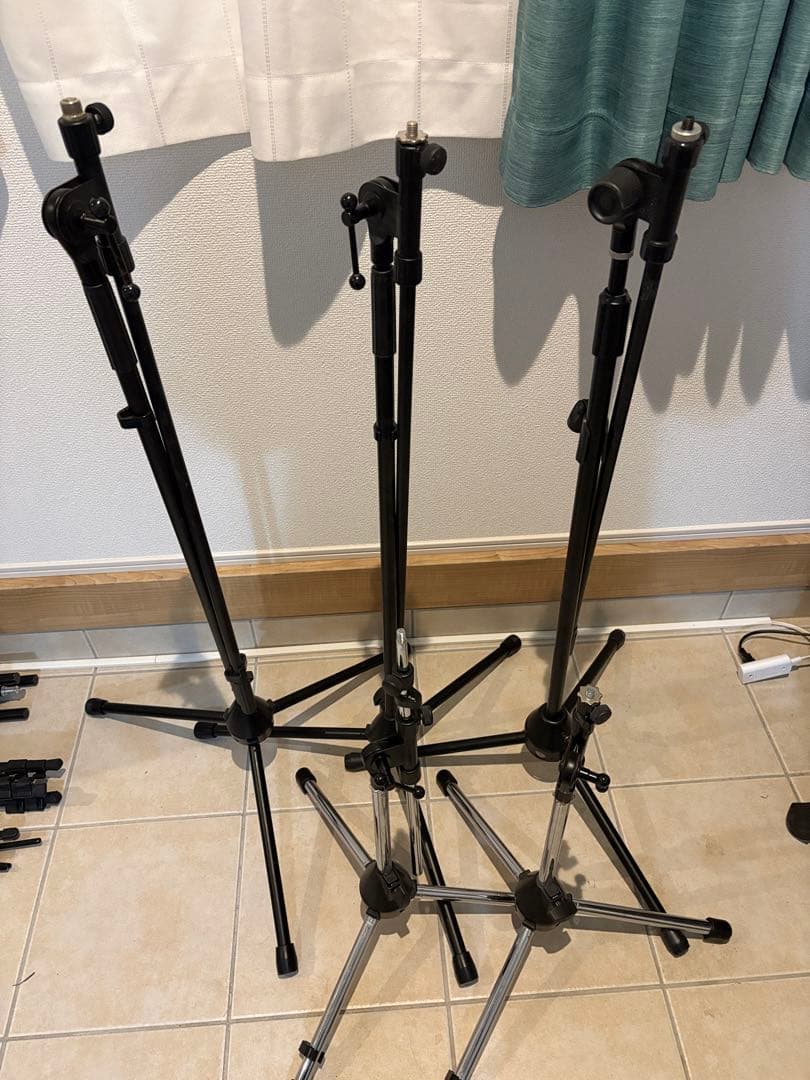 マイクスタンド 5本セット 黒と銀　ショート　ロング