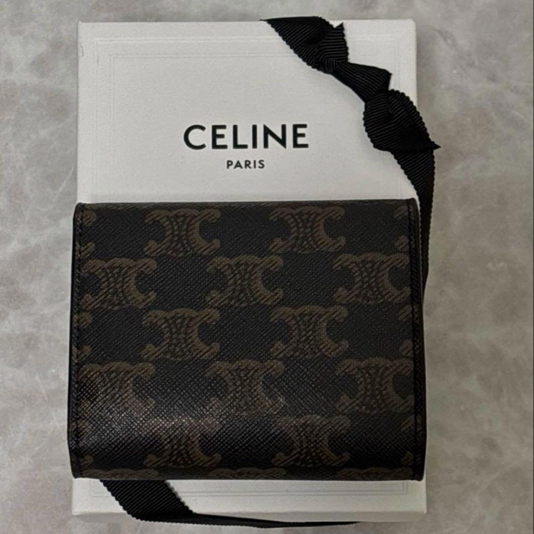 ◇セリーヌ◇レザー/トリオンフ/スモール/三つ折り財布/ブラウン/正規品