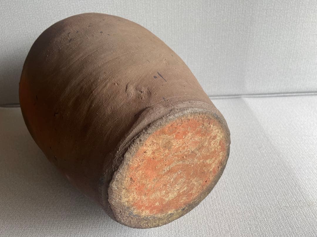 【備前焼、三耳壺、花器中壺、骨董品アンティーク、箱無し。