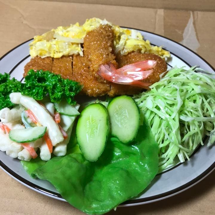 食品サンプル エビフライ トンカツ 卵とじ キャベツ千切り 胡瓜　部分パーツ売り
