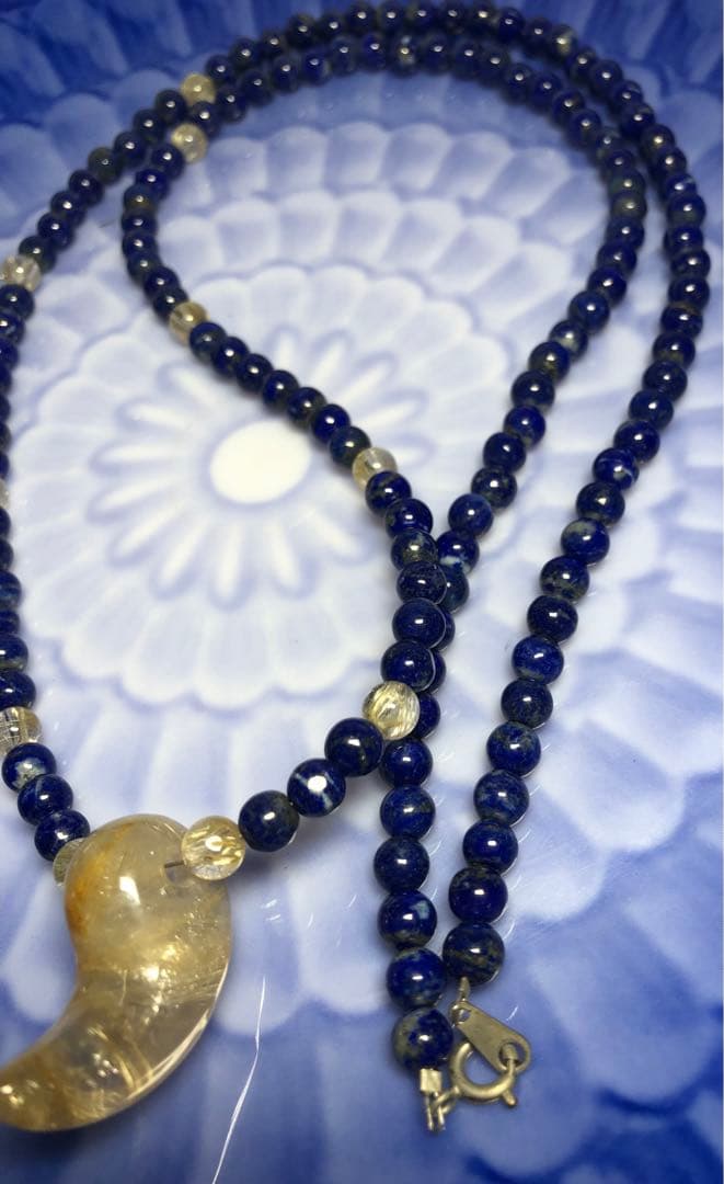 ゴールドルチル、ラピスラズリペンダントネックレス男女兼用現品無料発送