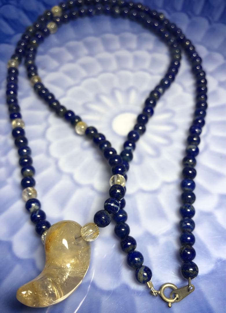 ゴールドルチル、ラピスラズリペンダントネックレス男女兼用現品無料発送
