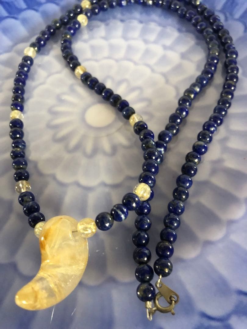 ゴールドルチル、ラピスラズリペンダントネックレス男女兼用現品無料発送