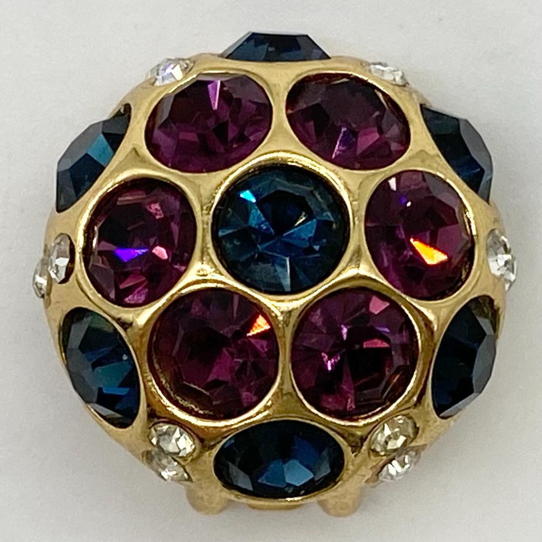 クリスチャンディオール イヤリング両耳 マルチカラー ラインストーン ゴールド