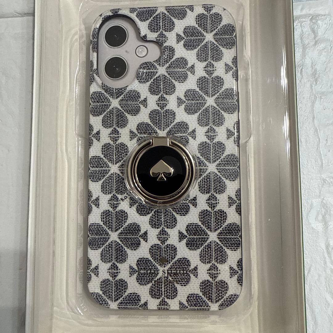 新品kate spade⭐️iPhone 16 リング付きスマホケース　スペード花