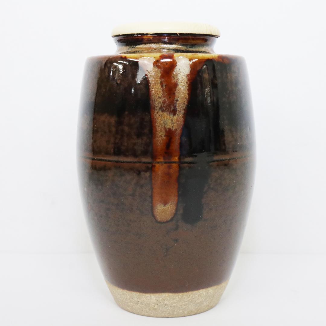 茶入れ　膳所焼窯 肩衝 茶入 陽炎園 共箱 共袋