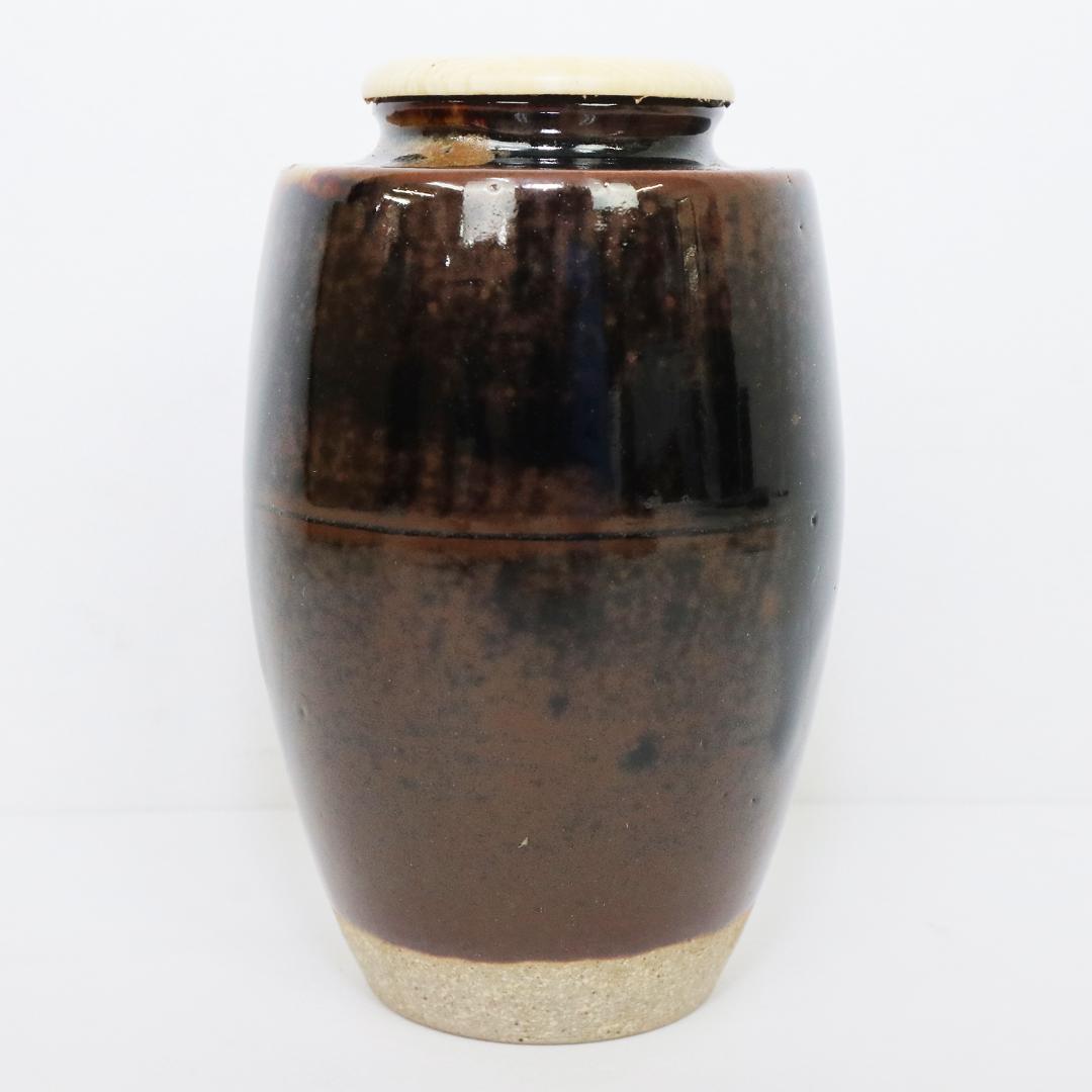 茶入れ　膳所焼窯 肩衝 茶入 陽炎園 共箱 共袋