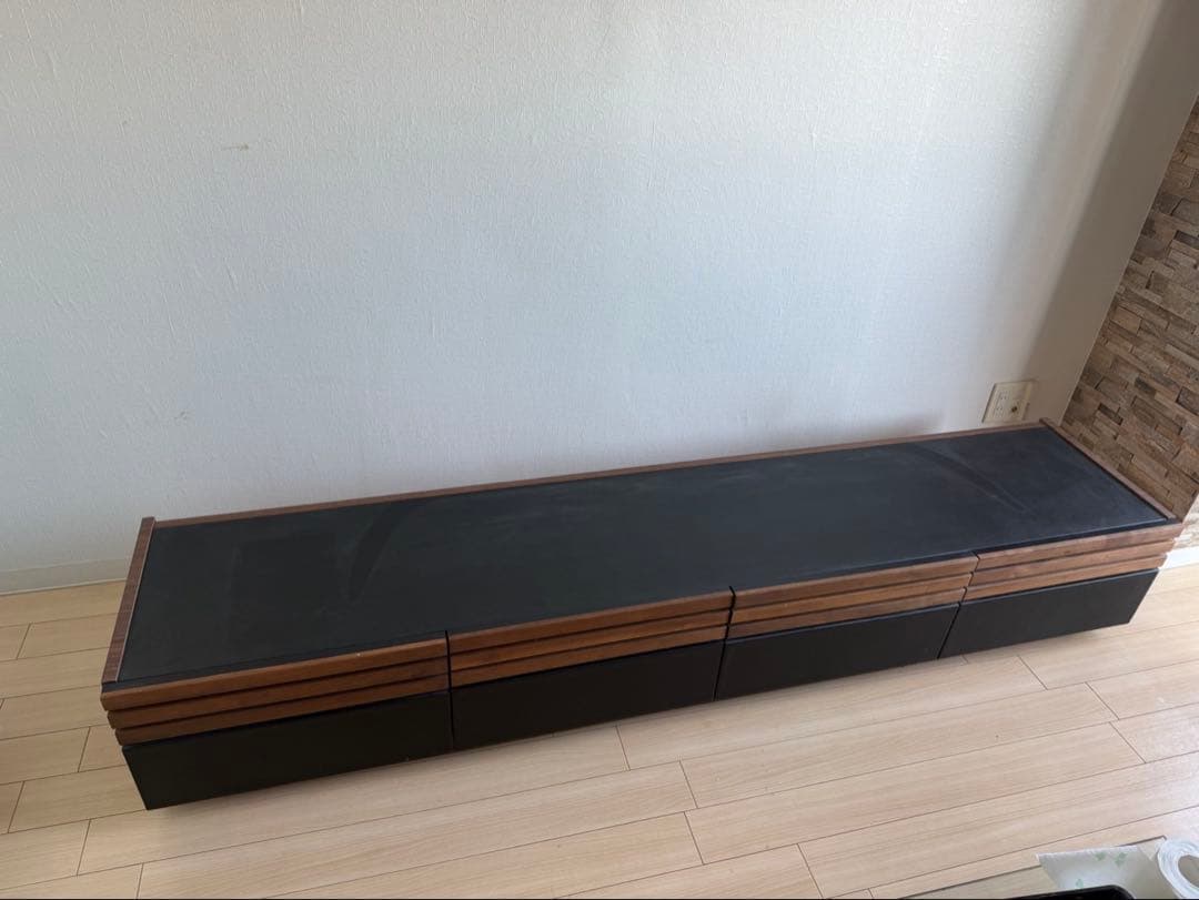 黒い木製テレビ台 引き出し付き