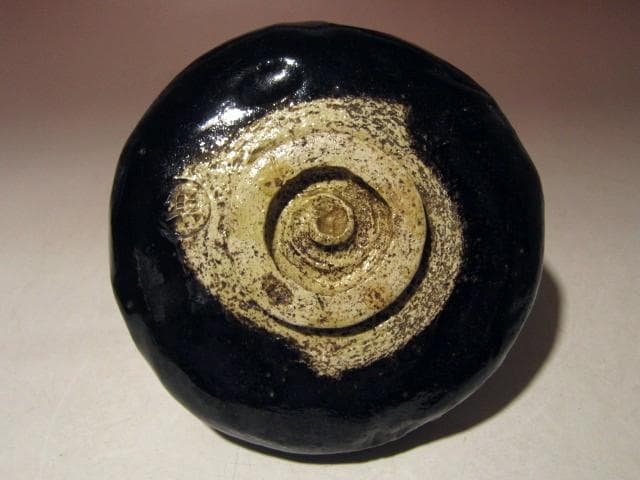 ☆楽十三代惺入　黒茶碗【清香】☆表千家十三代即中斎花押☆u515