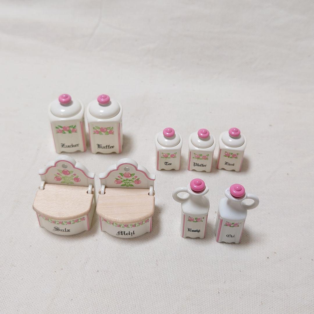 棚付き ピンクの小花のキャニスターセット ボードヘニッヒ ドールハウスミニチュア