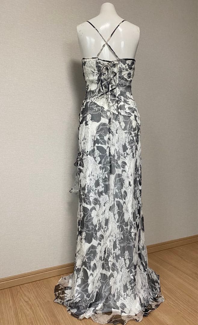 最高級 シルク 100% ジュネビビアン ロングドレス 花柄 マーメイド 演奏会