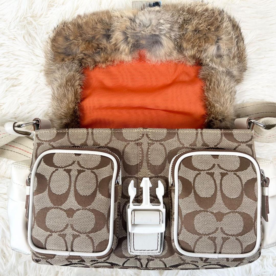 希少✨ COACH コーチ ソーホー ファー ワンショルダーバッグ キャンバス