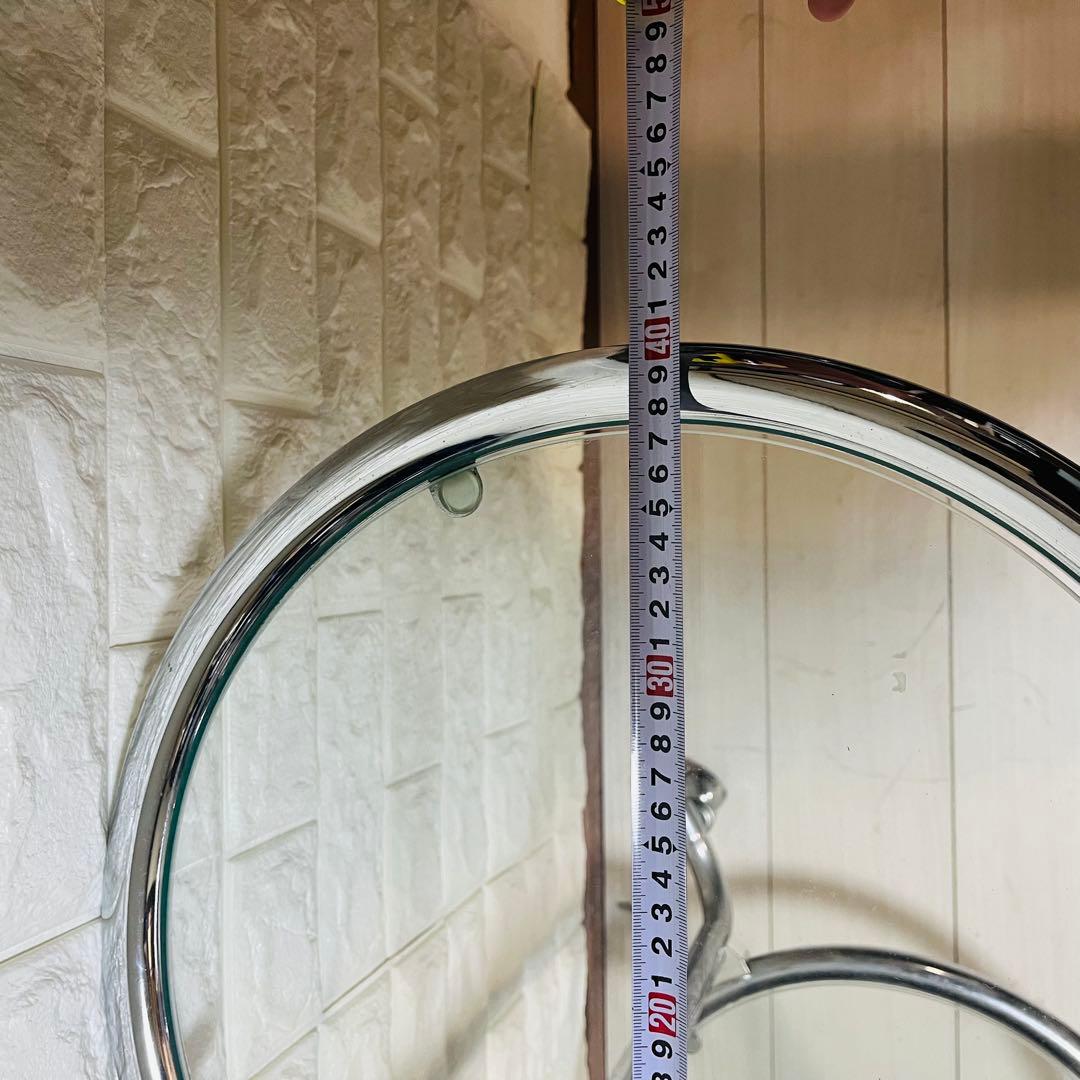 ガラステーブル3段　ミッドセンチュリー　ラウンドテーブル　コーヒーテーブル