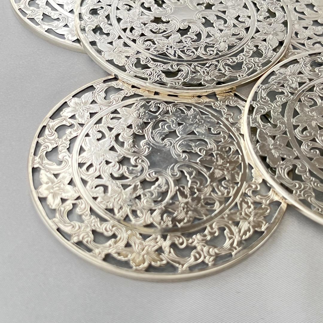 【WEBSTER】 【純銀 / ガラス】コースター 6枚組 スターリングシルバー