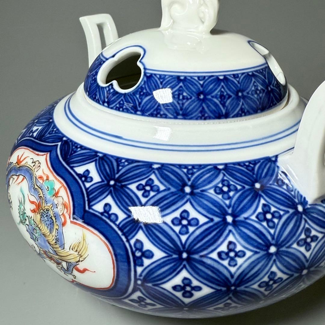 十三代　酒井田柿右衛門　染錦龍地文　香炉　共箱　高級ライン　国重要無形文化財指定