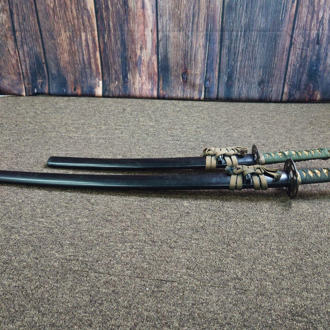 日本刀 鞘付き模造刀 大小2本セット 観賞用 柄グリーン