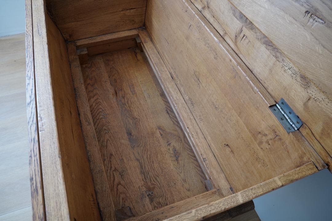 【値下げ】テーブル収納　アンティーク　オーク材　古道具