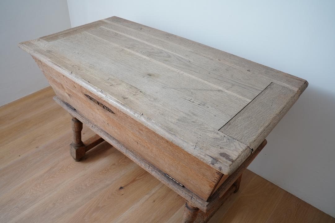 【値下げ】テーブル収納　アンティーク　オーク材　古道具