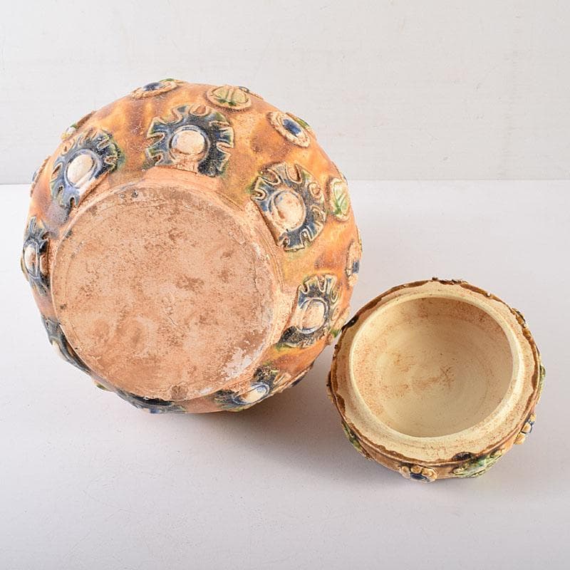 中国　唐三彩　蓋壷　飾壷　C　R8561H