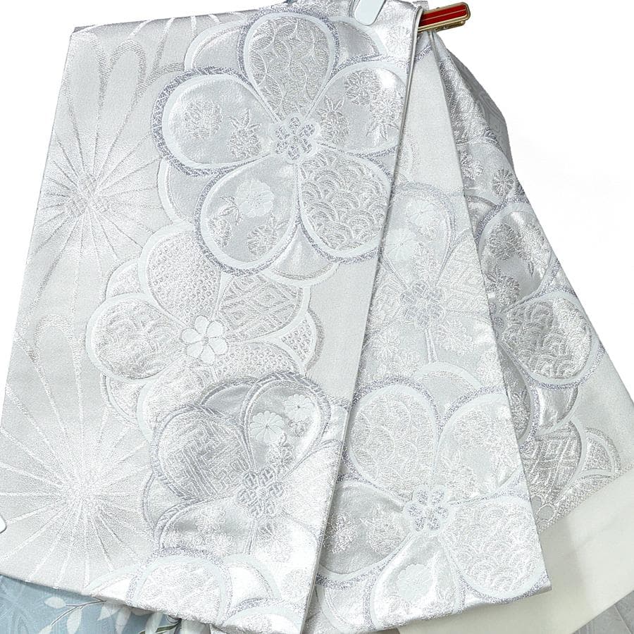 専用　ご予約　振袖　未仕立て　仮絵羽 くすみ水色　牡丹　金糸　ラメ　刺繍　成人式