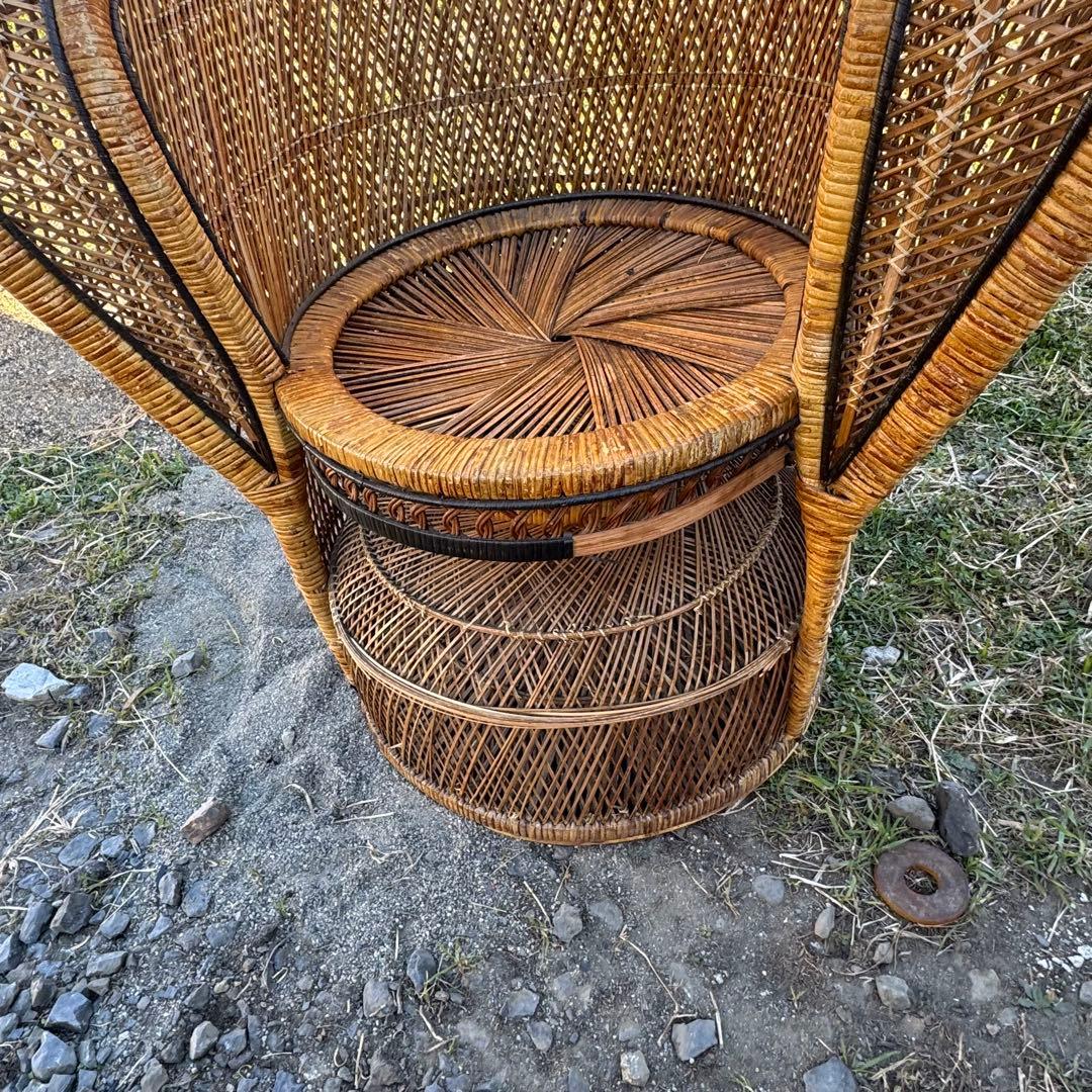 ピーコックチェア 籐家具リゾートエマニエルチェア ラタン アンティーク レトロ
